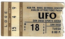 UFO & Aldo Nova 5/18/82 San Diego CA Sports Arena Rare Ticket Stub