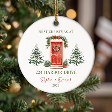 First Christmas Together Ornament 2026 Personalized House Door Ceramic Keepsake