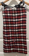 Vtg Hang Ten Girls Red Plaid Skirt W/Suspenders Shirt 70s USA Size Med Beach NOS