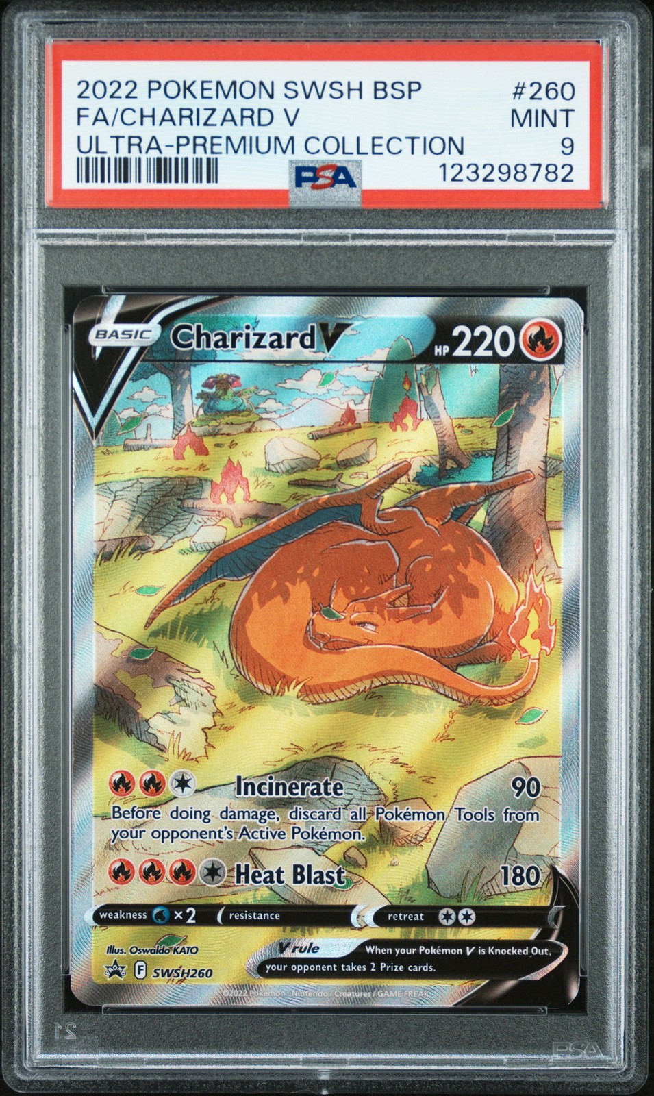 2022 POKEMON SWSH BLACK STAR PROMO #260 FULL ART/CHARIZARD V PSA 9