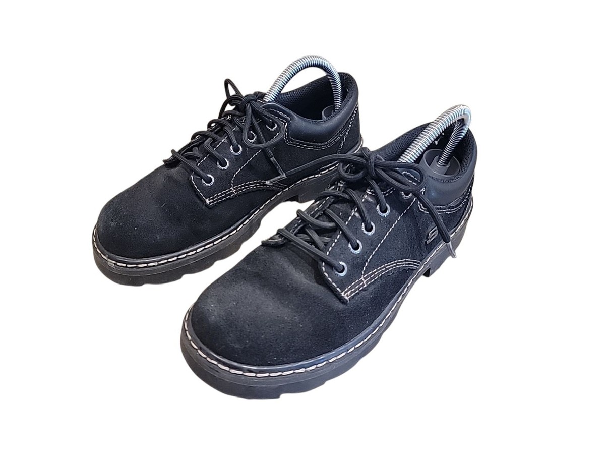 Skechers Parties Mate Jammers Y2K 45120 Womens US Oxford Black Suede Leather