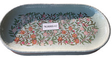 MORRIS  CO Oval large Vanity Tray Green Floral pomegranate 12.5" ceramic NWT