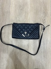 Brooks Brothers Black Quilted Leather Crossbody Bag Envelope Silver Hardware