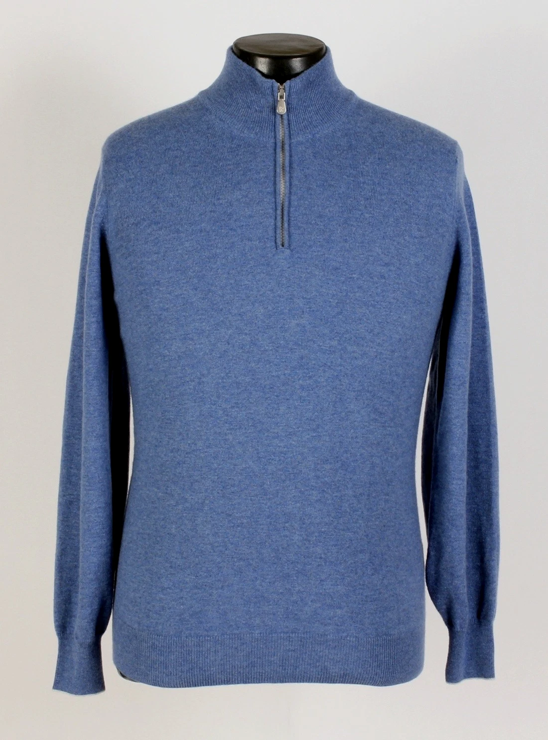 Brunello Cucinelli — Brunello Cucinelli 100% Cashmere 1/2 Zip Sweater - Blue - L - $1400 Retail