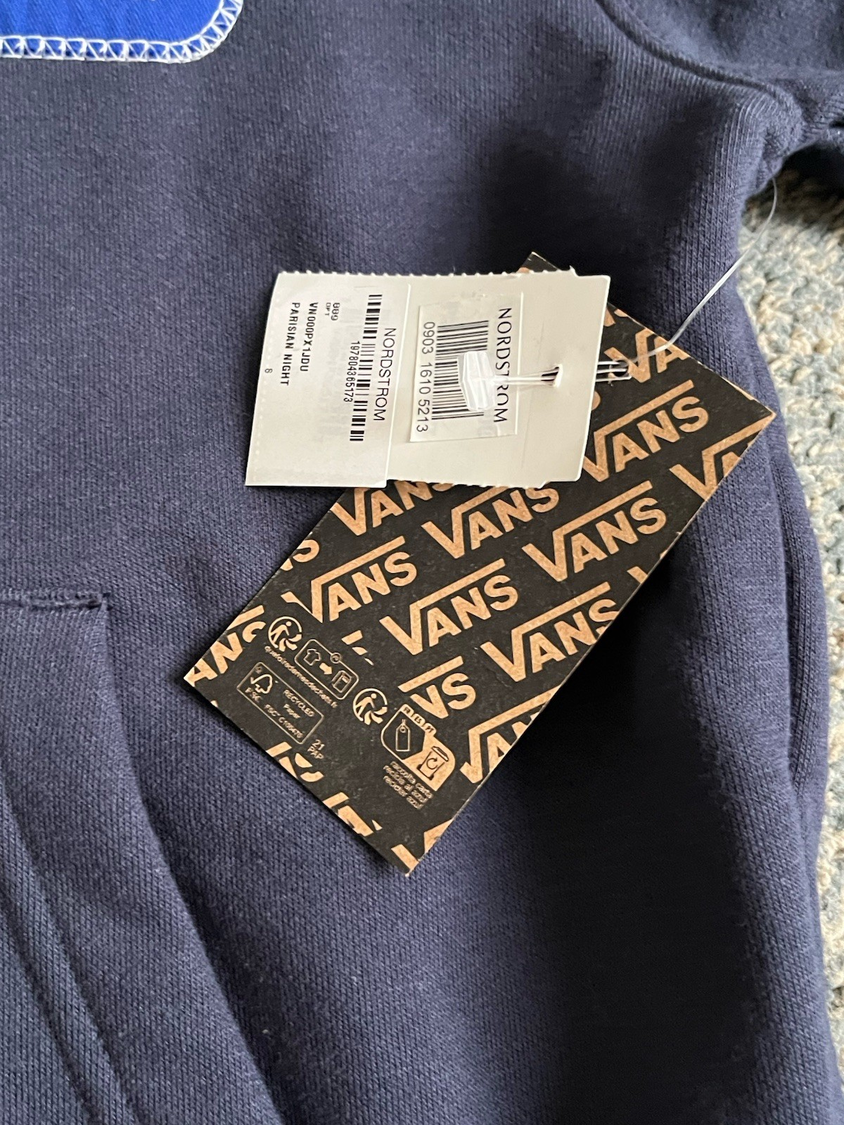 New Kids Youth Boys S Vans Constant Full Zip Hoodie Jacket Parisian Night NWT thumbnail 6