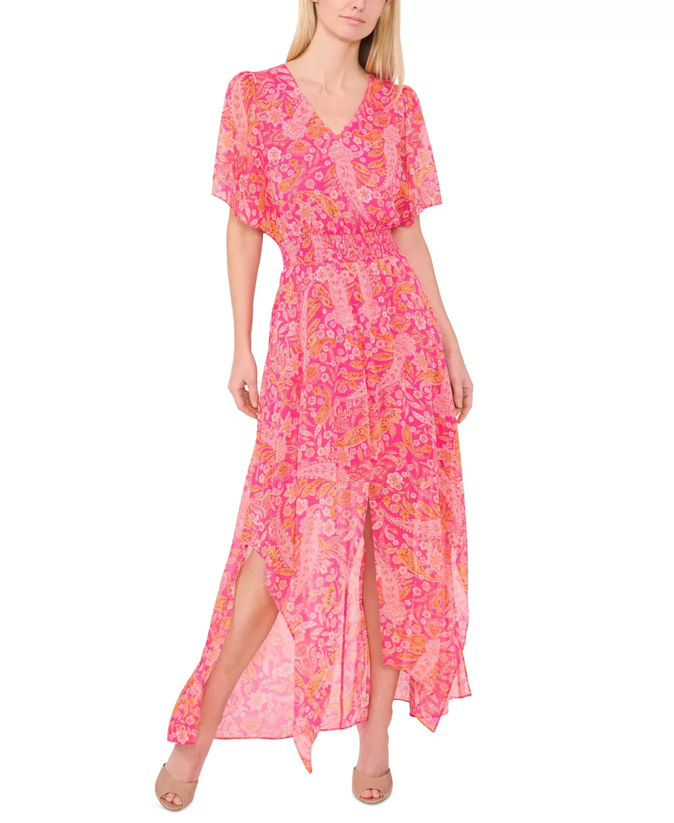 CeCe Women's Dress Sz XL Flutter-Sleeve Maxi