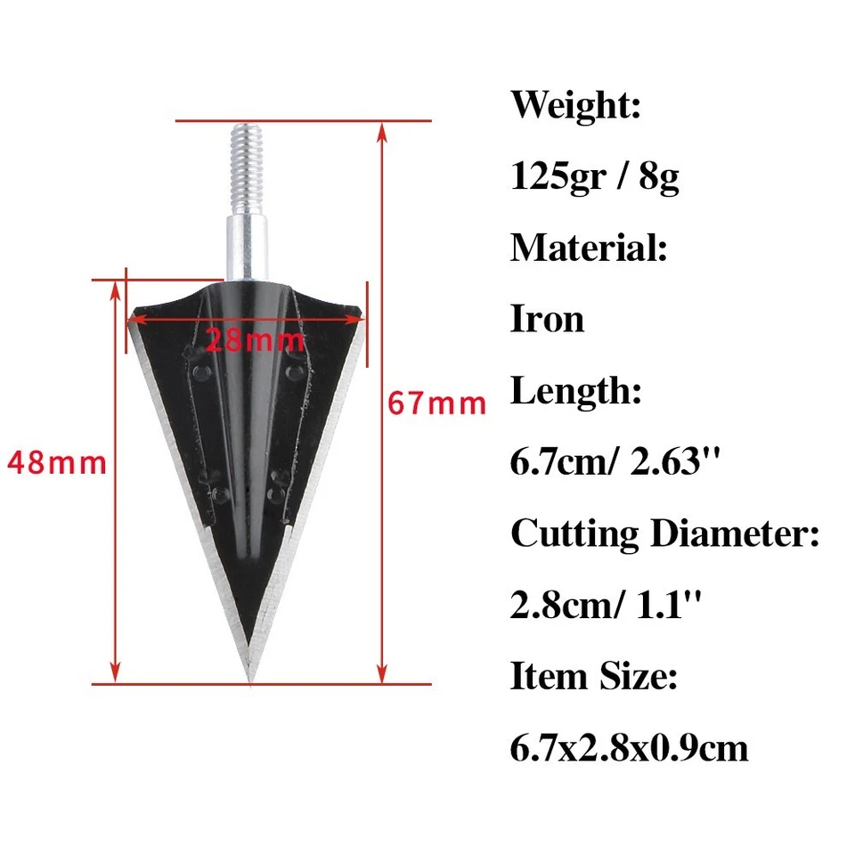 Archery Blade Arrowheads Broadheads Screw Arrows 125 Grain Tips Point Hunting - Image 4 of 4