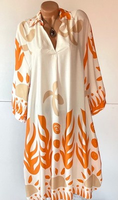 ITALY große Gr.48,50,52, Kleid,Tunika,moderne Muster, Viskose,Oversize,Neu