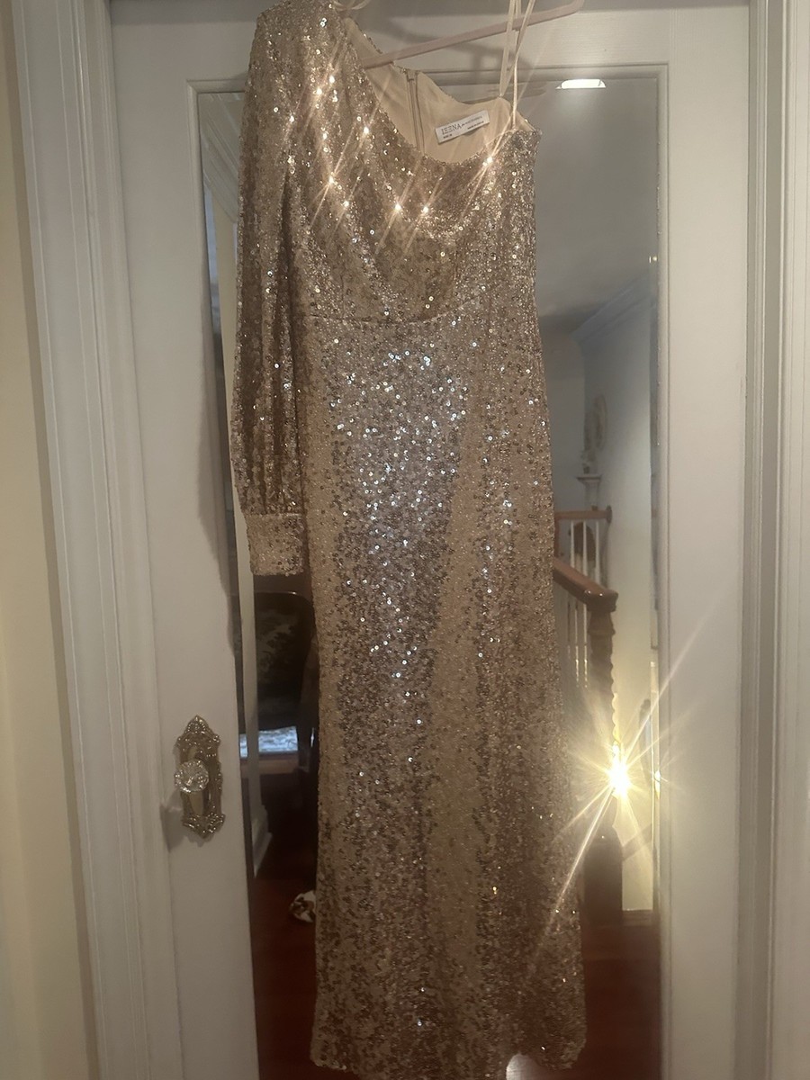 Mac Duggal Sheath Gold Sequin Gown $398 retail perfect New Year's Eve gala  | eBay