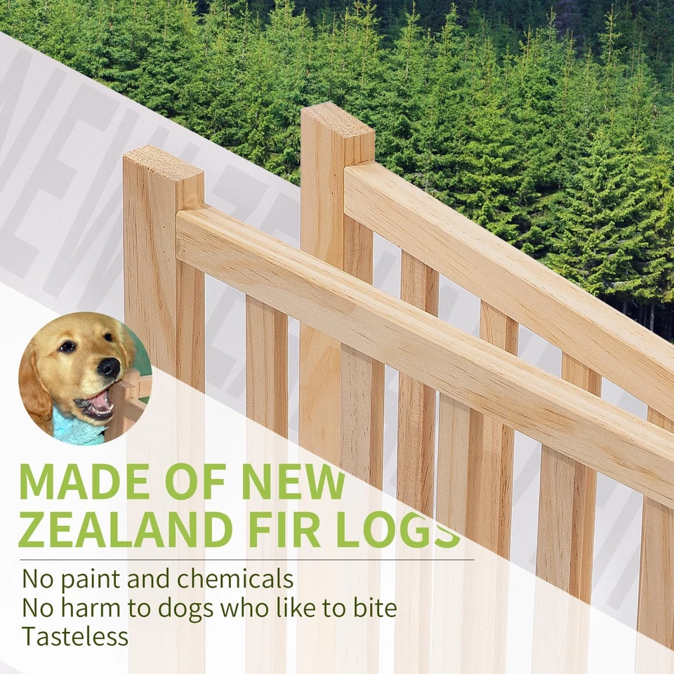 Puerta de madera independiente para perros - Puerta plegable para mascotas para uso en interiores, puertas, St... Foto 3 de 4