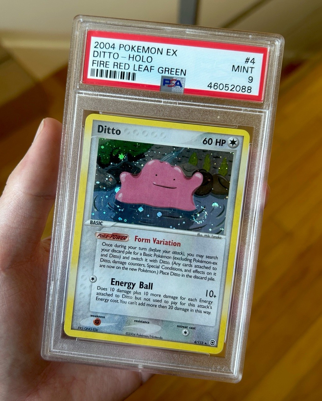 2004 EX Fire Red Leaf Green Ditto Holo #04/112 PSA 9 Huge Swirl Miki Tanaka
