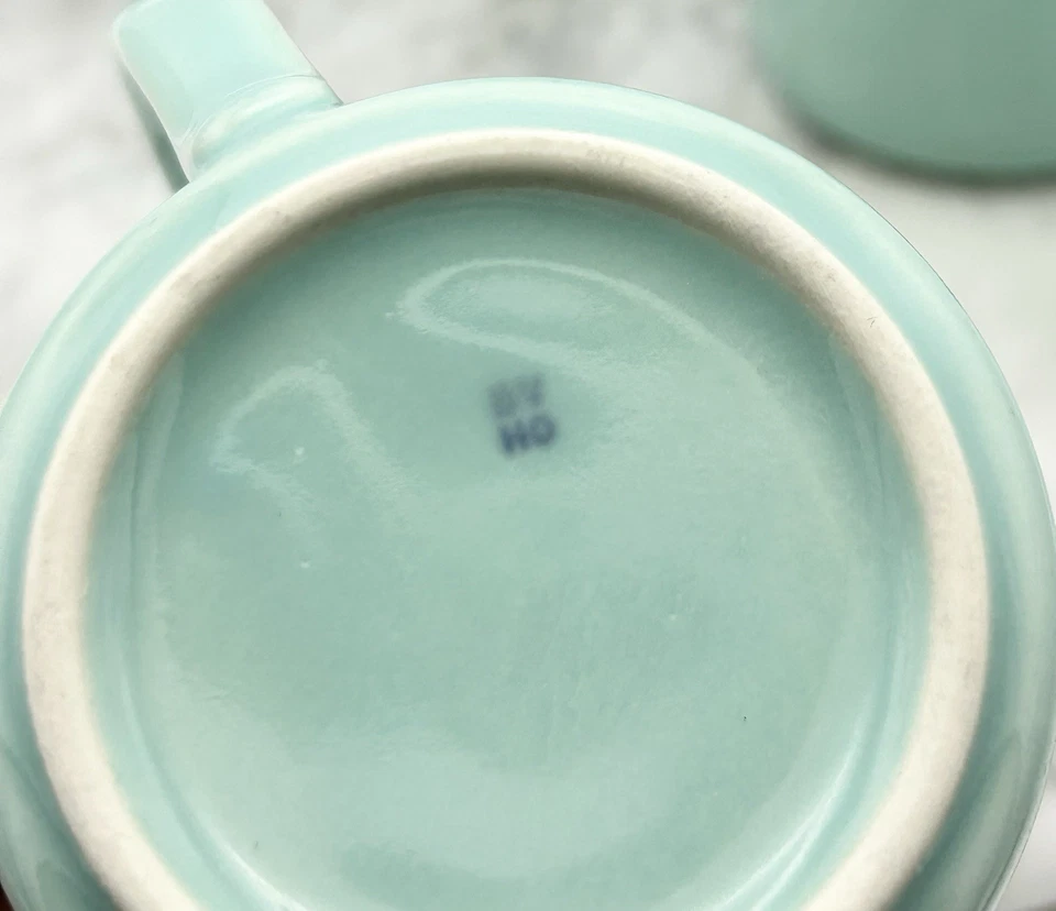 Juego de 3 tazas de café vintage Corning Ware verde azulado aqua taza de té EE. UU. NY BV HO Foto 4 de 4