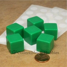 NEW 6 19mm Six Sided Green Blank D6 Dice Set D D RPG Game Large 3/4 inch