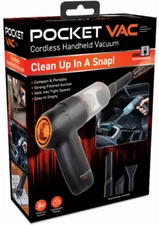Pocket Vac Rechargeable Handheld Vacuum w/Accessories - Portable - As Seen on TV