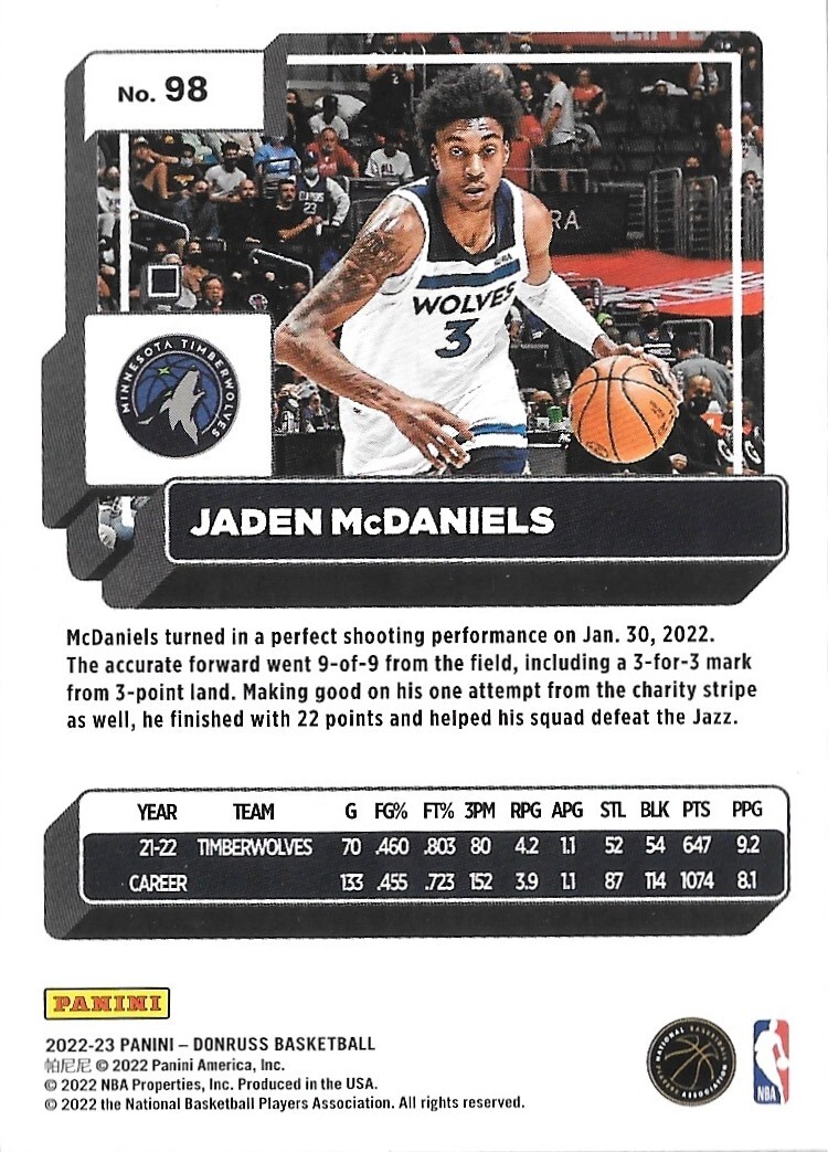 【レア期間限定出品・3/5 RC ジャーナン】Jaden Mcdaniels レア期間限定出品・3/5 RC ジャーナン】Jaden Mcdaniels Jaden