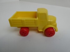 VTG Viking Plast Yellow Soft Vinyl Toy Stake Bed Truck Made in Sweden 3 3/4"