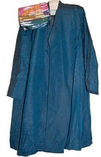 Uzbek Chapan Men's Teel Blue Stripes Shiny Chopon Quilted Robe One Size