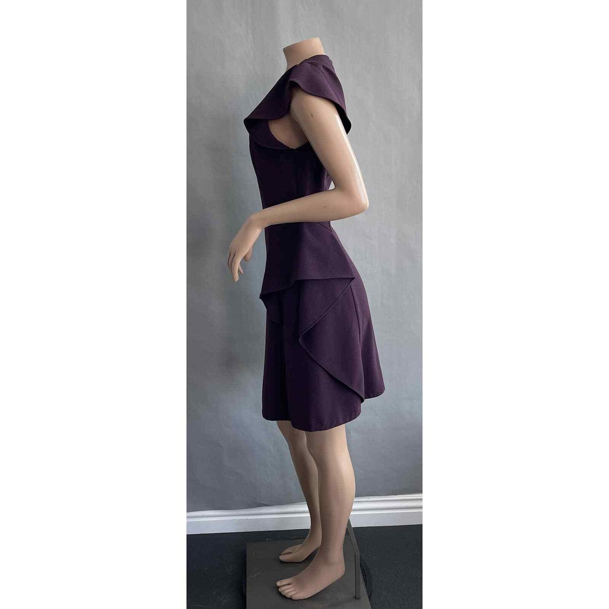 strapless open back dress Print Textured Fit and Flare Stretch Dress in Longer Length 8 / Purple main image 0