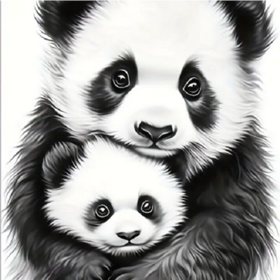Unique PANDA BEAR MOTHER CHILD Pendant on 925 Plated Silver 20'' 22'' Necklace