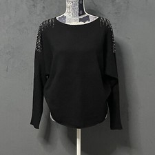 Maglione Vila Milano donna M nero strass impreziosito misto lana vacanza