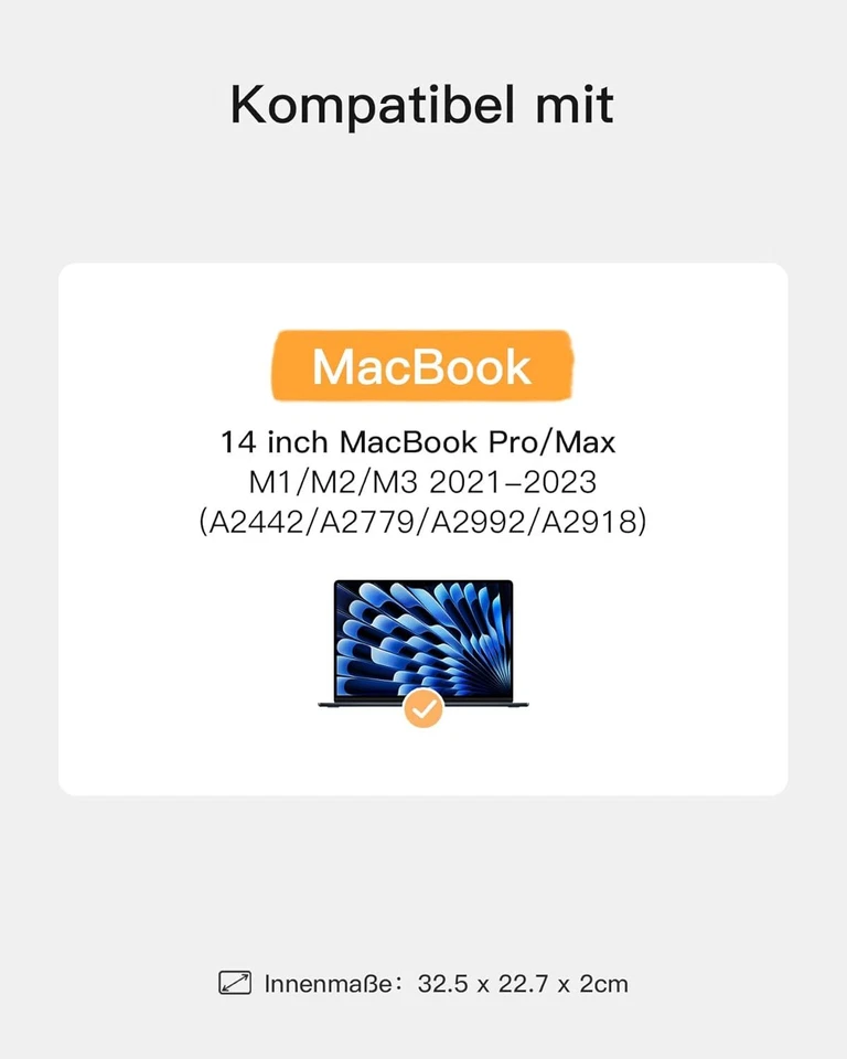 Inateck 360° Schutz Laptoptasche 14 Zoll MacBook M1/M2/M3 M4Pro/Max 2021-2024 - Bild 2 von 4