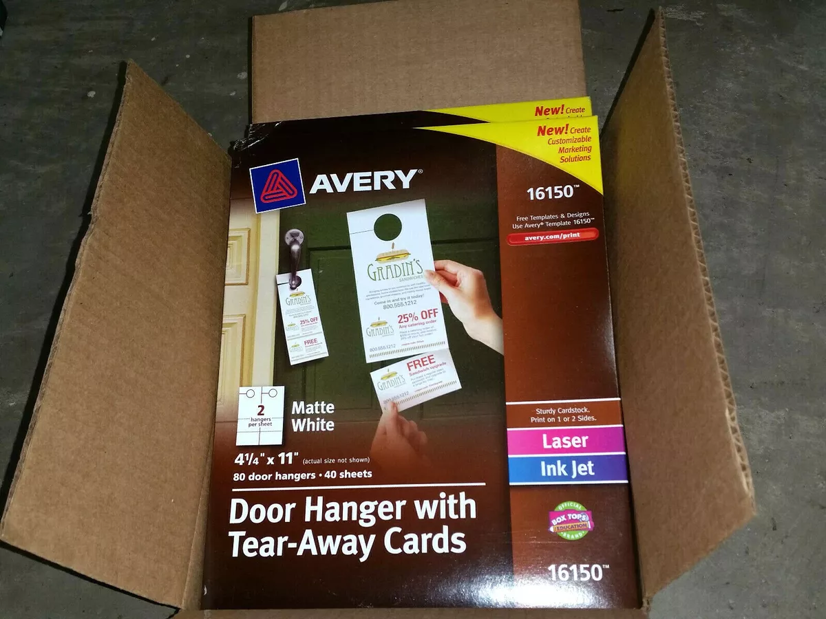 Avery Printable Door Hangers with Tear-Away Cards, 4.25 x 11