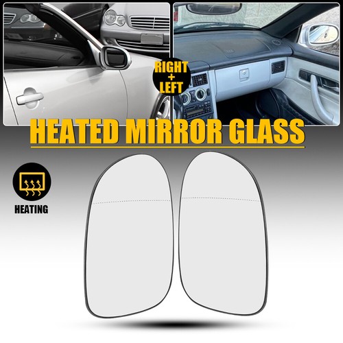 2X Mirror Glass Heated w/Backing For Mercedes-Benz CLK55 SLK320 SL600 CLK430 P