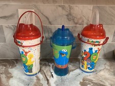 Lot 2013 SESAME PLACE REUSABLE CUPS Cookie Monster Big Bird Elmo Bert Ernie GUC