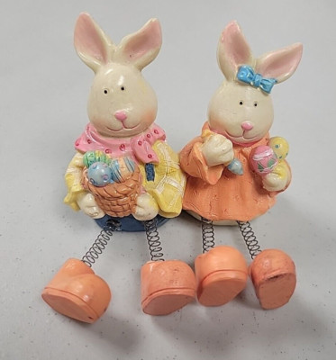 Very Cute Easter Bunny Rabbits with Spring Legs 3'' Tall