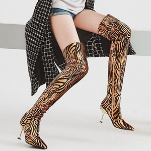 leopard thigh high boots outfit