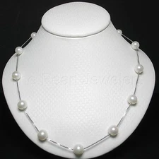 Solid Silver .925 Tin-Cup White Pearl Necklace
