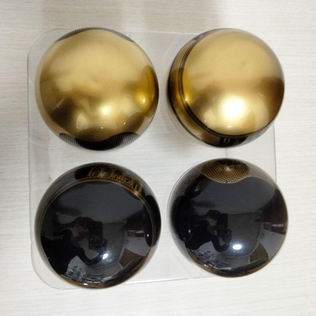 FENDI Christmas Ornaments Set of 4 Black Gold Luxury Box Approx