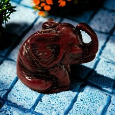 Set of 5 Mini Elephant Figurine Resin Red Net...