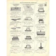 1920s Antique Hardware Ad Plastering Trowels Cement Working Tools Tinners' Snips