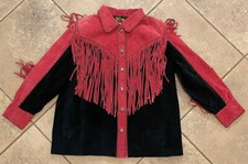 Bob Mackie Wearable Art Fringed Suede Leather Black Pink Sz 1x Nwt Qvc Excv