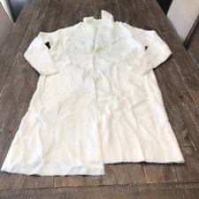 JustFab Women's Fuzzy Cocoon Sweater Coat White S