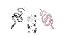 Fashion Realistic Big Size 1 Black Snake - 1 Red Snake - 1 Small Random Spider