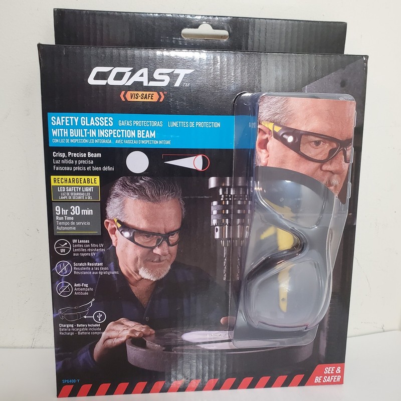 COAST SPG400-Y Rechargeable Safety Glasses with Built-In Inspection Beam Light