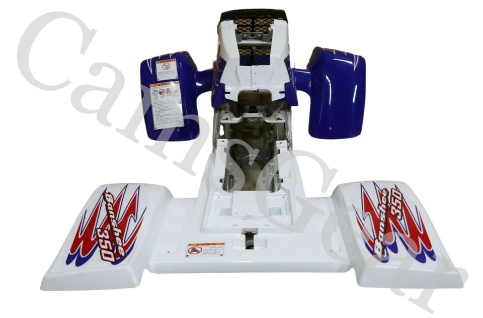 Yamaha Banshee fenders + gas tank plastic + grill + graphics RED WHITE BLUE OEM - Image 4 of 4