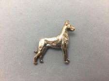 Great Dane Dog Brooch Pin 1.25" Gold Tone Vintage Heavier Unmarked Standing