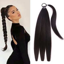 24 inch Braided Ponytail Extensions for Women,Straight Wrap Around Hair Exten...