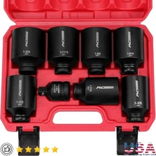 Durable 1/2 Inch Drive Impact Socket Set Chrome Molybdenum High Torque 8-Piece