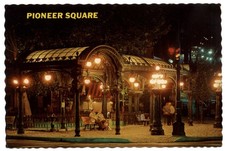 Seattle Washington Pioneer Square Pergola night view ~ unused postcard sku963