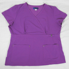Women's Koi Sapphire Orchid Purple Medical Scrub Top XL. READ color Description