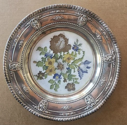 Sterling Silver 925 Rose Point By Wallace Needle Point Plate 6510