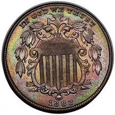 1883 Shield Nickel Nice Strike Uniformed Stars Great Color 1 Of A Kind Coin #79