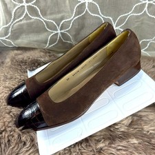 Z3 Salvatore Ferragamo Brown Suede Crocodile Toe Loafers Heels 6.5 Heels