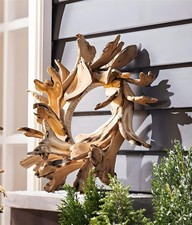 Dekokranz Wandkranz Türkranz "Holzscheiben" Tischkranz Ø 50 cm groß, Holz Kranz