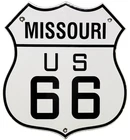 VINTAGE US ROUTE 66 MISSOURI PORCELAIN METAL HIGHWAY SIGN GAS MO OIL ROAD SHIELD