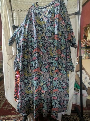 Ulla Popken Blue Swirl 3/4 Sleeve Tunic T Shirt Women's Plus Size 36/38 Moomoo